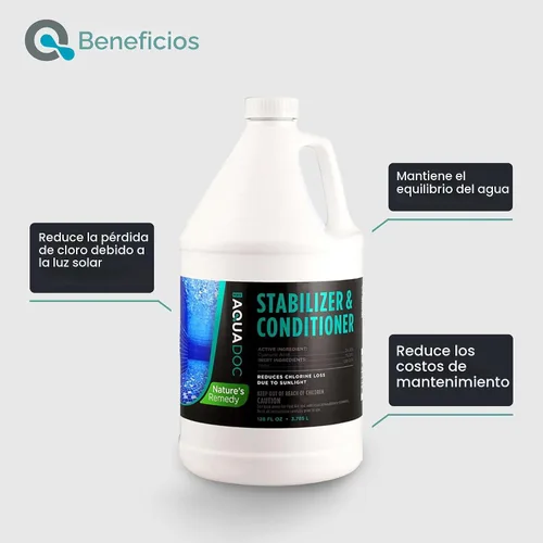 Miniatura 2 de Estabilizador y acondicionador para piscinas - Acondicionador de piscina de máxima resistencia y ácido cianúrico para piscinas - Ayuda
