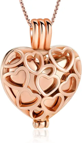 Miniatura 21 de Collar con medallón de cremación conmemorativa con corazón eterno con mini urna para cenizas de seres queridos