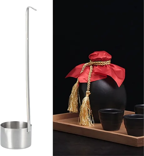 Miniatura 3 de Alvinlite Cucharón de acero inoxidable para vino, cucharas medidoras para verter cerveza, cucharón colgante con gancho (16.91 onzas)
