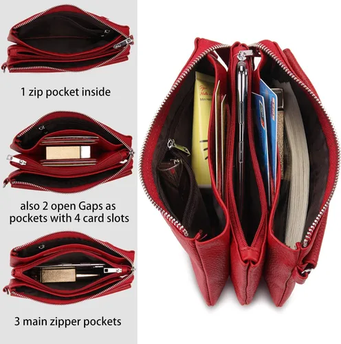 Miniatura 3 de YALUXECrossbody bolsa de cuero para Smartphone con RFID y bloqueo de ranuras para tarjetas para mujer