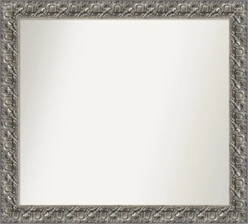 Miniatura 76 de Amanti Art Espejo de baño plateado para sobre fregadero, 26 x 26 pulgadas, espejo cuadrado de níquel pulido, marco de madera tradicional mediano, se