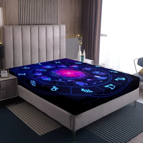 Miniatura 7 de Erosebridal Piscis - Juego de sábanas bajeras tamaño individual, diseño de constelación 3D, juego de sábanas moradas de galaxia para niños, jóvenes