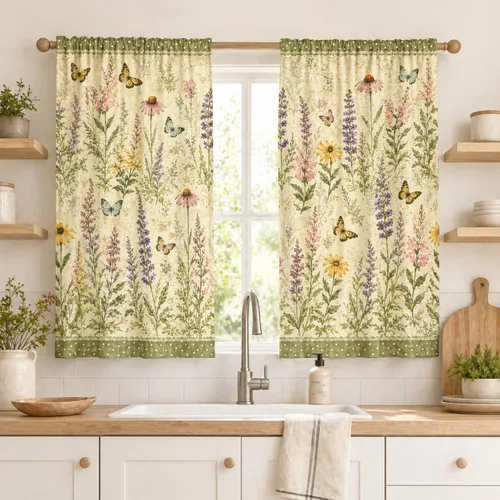 Miniatura 33 de Cortinas de mariposa, mariposa azul, diente de león blanco, románticas, para niñas y mujeres, insonorizadas, aisladas, con bolsillo para barra