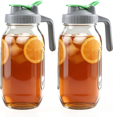 Miniatura 7 de Jarra de vidrio de 32 onzas de boca ancha con boquilla hermética para verter té solar, jarra de leche materna, a prueba de fugas, para preparar té