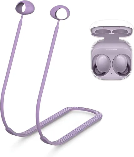 Galaxy Buds - Cordón de 2 correas antipérdida, correa deportiva para el cuello, silicona suave, diseño especial de textura antideslizante, Lila