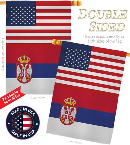 Miniatura 3 de Bandera de la Amistad de la Copa del Mundo de Serbia de Estados Unidos, asta de bandera de arte de pared para exteriores, decoración al aire libre