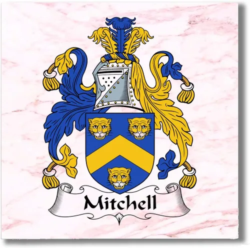 Miniatura 3 de Carpe Diem Designs Mitchell Family Crest/Escudo de Armas de cerámica para posavasos, placa caliente, salvamanteles o acento decorativo