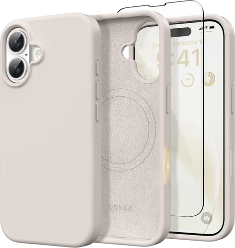 Miniatura 121 de GONEZ Funda de silicona para iPhone 14 Pro Max, compatible con MagSafe, con protector de pantalla + protector de lente de cámara, silicona líquida a