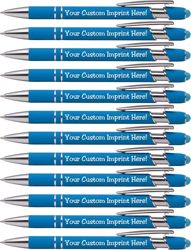 ExpressDesigns™ - Bolígrafos personalizados premium con lápiz óptico | Ráfaga de color | Bolígrafos personalizados con nombre impreso de metal suave