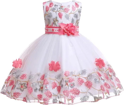 Miniatura 2 de NSSMWTTC - Vestido de fiesta para niñas, estampado floral, tamaño a escoger