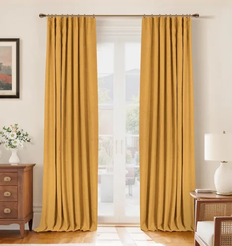 Miniatura 44 de INOVADAY Cortinas térmicas para puerta corredera 100% opacas para dormitorio, cortinas de puerta corrediza de vidrio extra anchas para patio, lino
