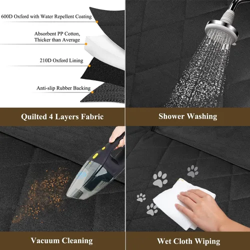 Miniatura 7 de VIVAGLORY Funda de asiento de perro para asiento trasero, ventana visual de malla con correa adicional y hebillas para mayor seguridad, fundas