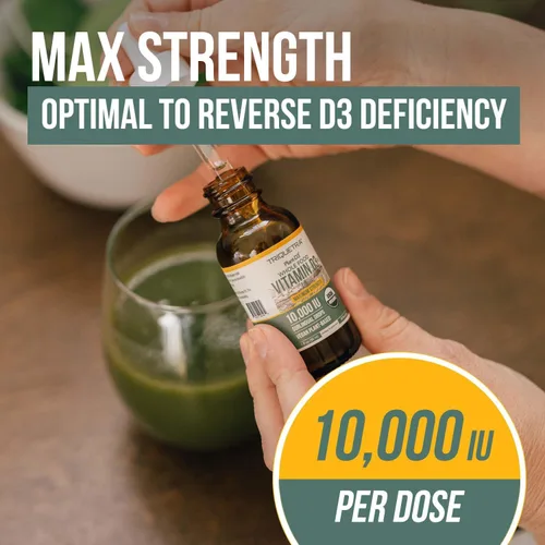 Miniatura 3 de Vitamina D3 orgánica de 10,000 UI – Planta D3, vegana, fuerza máxima sublingual líquido D3 gotas – 200% mayor absorción, 100%