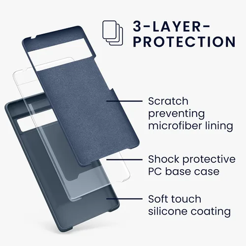 Miniatura 558 de kwmobile Funda Compatible con Google Pixel 6 Pro - Funda de teléfono de silicona TPU con acabado suave - Azul Arrecife
