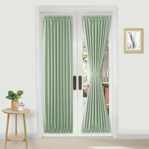 Miniatura 10 de DWCN Cortinas para puerta francesa: cortina térmica con bolsillo para barra para puertas con ventana de vidrio, puertas de cocina y patio