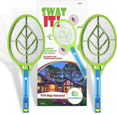 Miniatura 8 de SWAT IT! Bug Zapper - Raqueta recargable para matar insectos, 4000 voltios, cable de carga USB, paquete de 2 (mediano)