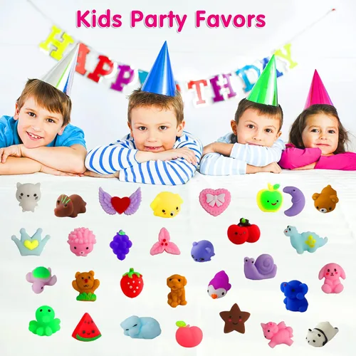 Miniatura 2 de 100 piezas de juguetes esponjosos Kawaii para niños de 4-8-12 años, juguetes esponjosos Mochi para niños, juguetes para caja del tesoro para premios