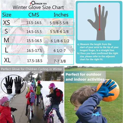 Miniatura 6 de FINGER TEN Kids Winter Gloves Warm Waterproof with Free Neck Warmer Boys Girls Touchscreen for Cold Weather Outdoor Sports