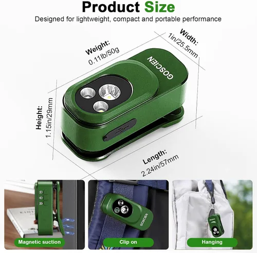 Miniatura 3 de Linterna EDC recargable profesional con clip de 500 lúmenes, luz de clip con tres soluciones de iluminación, carga USB C, linterna magnética IPX6