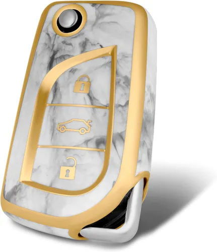 Miniatura 24 de Compatible con funda para llavero Toyota con patrón dorado, TPU suave, protección de 360 grados, para llave inteligente Fortuner Tundra Camry RAV4