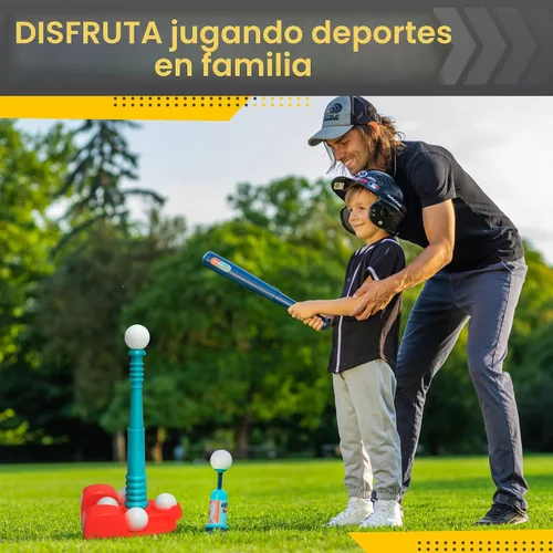 Miniatura 4 de TOMLEON Soporte de T-Ball para niños y niñas de 1-3, 3-5, 5-8 años. Set de béisbol con 6 pelotas grandes, camiseta de bateo T-ball ajustable