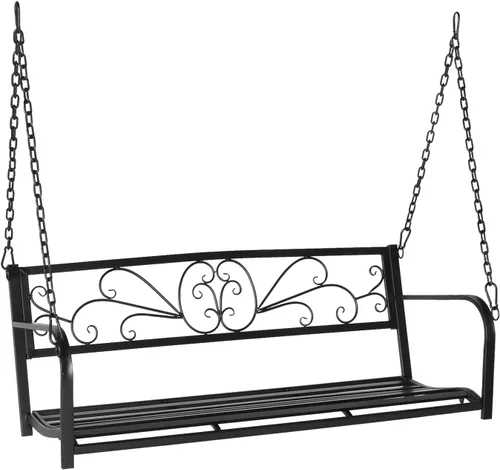 Miniatura 13 de VINGLI Columpio de Metal Mejorado para Patio y Porche, Capacidad de Peso de 660 LBS Silla Columpio de Acero para Exteriores, Silla Columpio