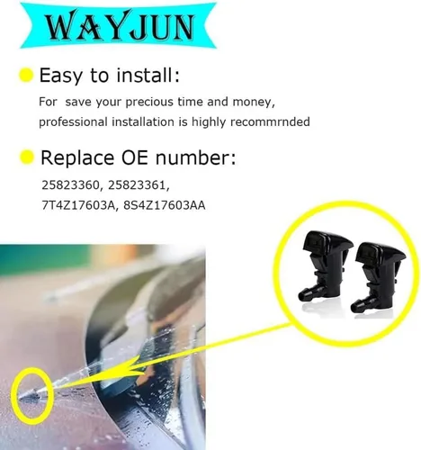 Miniatura 6 de WayJun 8S4Z17603AA - Boquilla para limpiaparabrisas con chorro de agua compatible con Ford Focus 2008-2011 Edge 2007-2011 Edge 2007-2010 Lincoln MKX