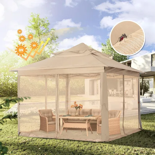 Miniatura 5 de COOSHADE Tienda de campaña para kiosco fácil de desplegar de 11 x 11 pies, refugio instantáneo al aire libre con paredes de mosquitera (caqui)