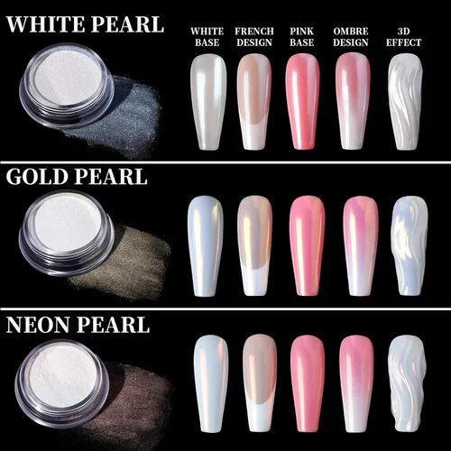 Miniatura 6 de Teenitor Polvo de uñas cromado, polvo Crome para uñas de gel con gemas de uñas, polvo de cromo para uñas de perlas para uñas, polvo iridiscente
