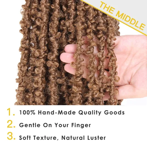 Miniatura 34 de ZRQ Butterfly Locs Cabello de Ganchillo Corto 6 Paquetes Negro Cabello Bob de Ganchillo 8 Pulgadas Locs Sintéticos Desordenados Desgastados Trenzas