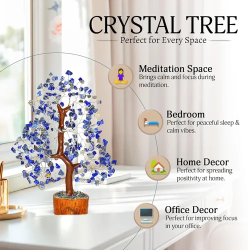 Miniatura 4 de YATSKIA Cristal de lapislázuli, árbol de cristal, decoración de Feng Shui, árbol de la vida, accesorios de meditación, decoraciones de escritorio