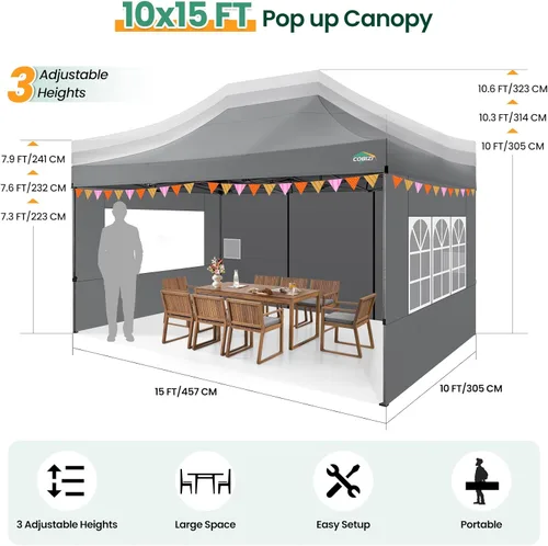 Miniatura 292 de COBIZI Tienda de campaña desplegable de 6.6 x 6.6 pies, toldo resistente, fácil de instalar, impermeable, para exteriores, fiestas, playa, jardín