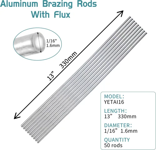 Miniatura 2 de 50 varillas de soldadura de aluminio 1/16 para antorcha de propano, varillas de soldadura de aluminio con núcleo de flujo SIN NECESIDAD de flujo
