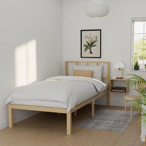 Miniatura 20 de Marco de cama de bambú tamaño completo con plataforma de madera sólida estable con listones antideslizantes, soporte para cama alta, no necesita