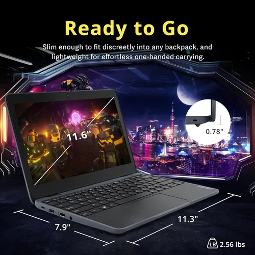 Miniatura 8 de Lenovo Laptop HD de 100 W Gen 4 de 11.6 pulgadas, procesador Intel N100, 4 GB LPDDR5, almacenamiento de 1.12 TB (128 GB SSD + 1 TB Docking Station)
