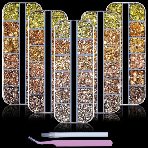 Miniatura 11 de 5 Cajas de Diamantes de Imitación para Uñas, Kit de Medias Perlas 3D, Diamantes de Imitación de Cristal de Gelatina Planas, Diseño de Diamantes