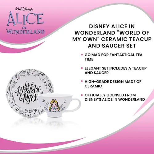 Miniatura 7 de Disney Alicia en el país de las maravillas World of My Own - Juego de taza de té y platillo de cerámica de 12 onzas Juego de regalo de fiesta
