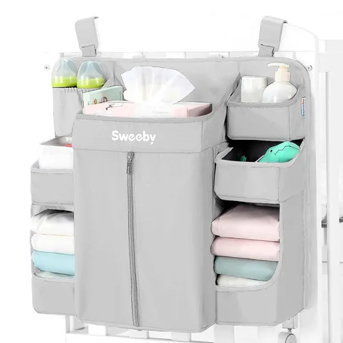 Miniatura 8 de Sweeby Organizador de pañales para cambiador y cuna, apilador de pañales para guardería, organizador colgante para artículos esenciales del bebé