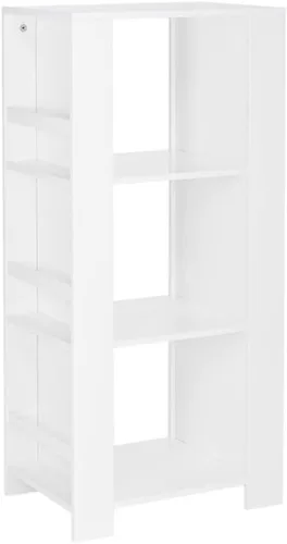 RiverRidge Book-Nook Tower - Estantería infantil y organizador de almacenamiento de juguetes con 3 cubos y 6 estantes para libros, organizador de