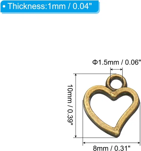 Miniatura 2 de PATIKIL 100 piezas de dije de corazón mini círculo de corazón colgante de metal a granel para hacer joyas, pulseras, aretes, collar