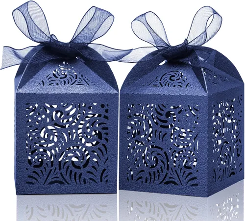 Miniatura 11 de COTOPHER 60 cajas de recuerdo cortadas con láser, caja de regalo pequeña de 2 x 2 x 2.75 pulgadas para regalos, recuerdos de fiesta de boda