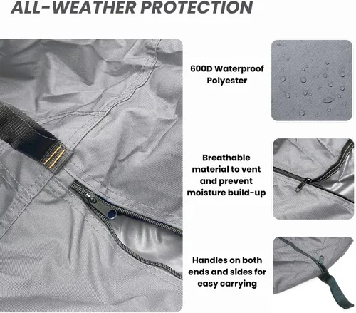Miniatura 4 de EliteShield Cubierta para canoa, cubierta para kayak; impermeable, resistente a los rayos UV, de poliéster de grado marino, canoa, kayak, barco, Gris
