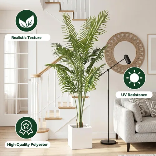Miniatura 2 de Artificial Palm Tree, ANTING 5FT Tall Faux Palm Tree with Black Base Pot, Artificial Plants with Lifelike Leaves for Outdoor Indoor Home Living Room