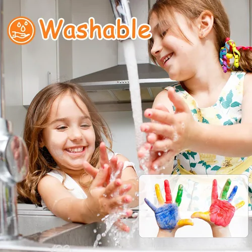 Miniatura 4 de ABEIER Pintura de Dedos Lavable para Niños Pequeños, Segura No Tóxica, 12 Colores Vibrantes (35.8ml), Pintura Segura para Bebés para Manos y Pies