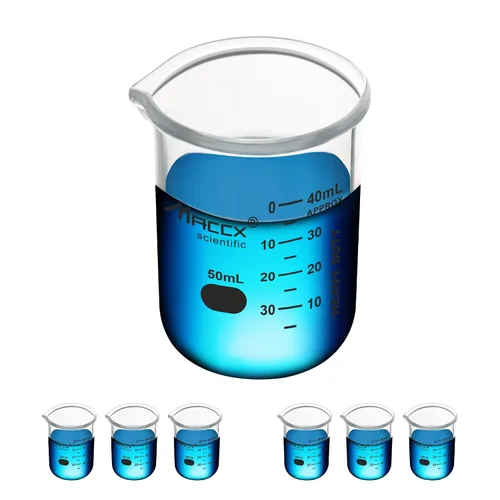 Miniatura 10 de Vaso de vidrio resistente de 3.4 onzas (3.4 fl oz), 3.3 Griffin de borosilicato de forma baja con graduación impresa, paquete de 4, BKL100-004