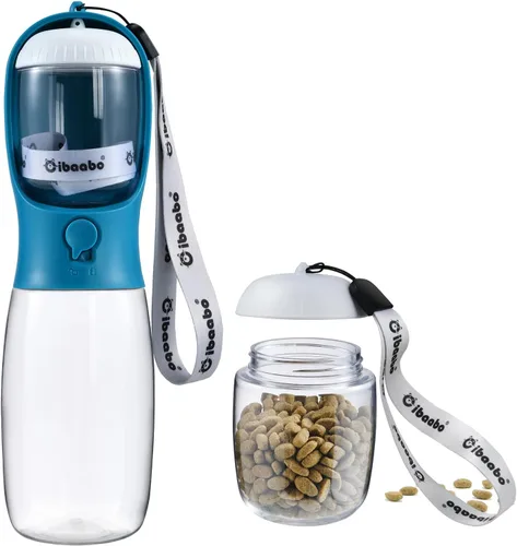 Miniatura 23 de Cibaabo Botella de agua para perros con contenedor de alimentos, cuenco de agua para cachorros de viaje, dispensador portátil para mascotas