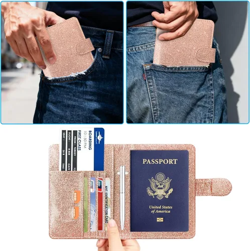Miniatura 3 de Funda para pasaporte ACdream, piel de calidad superior, cartera con bloqueo RFID