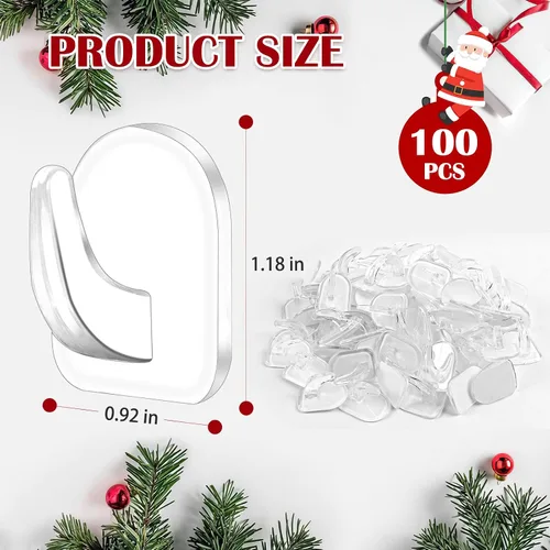 Miniatura 5 de Ganchos de luz de Navidad, clips transparentes para luces de cadena, ganchos adhesivos de pared transparentes para colgar, pequeños clips adhesivos