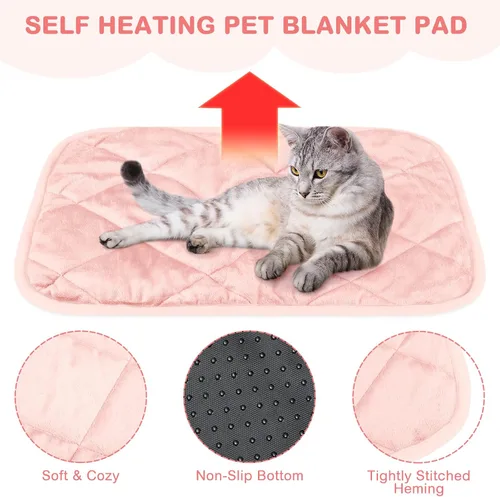 Miniatura 39 de Paquete de 4 Almohadillas Autocalentables para Gatos, Alfombrilla Autocalentable para Perros que Refleja el Calor Corporal, Almohadilla Térmica