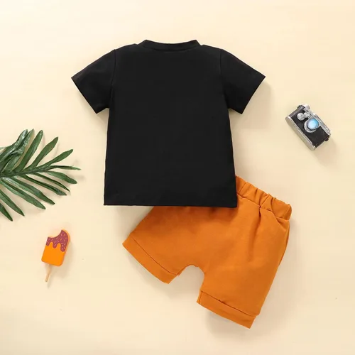 Miniatura 6 de RogPrincekids Ropa de verano para bebés y niños pequeños, ropa de verano de manga corta con estampado de letras, conjunto de 2 piezas